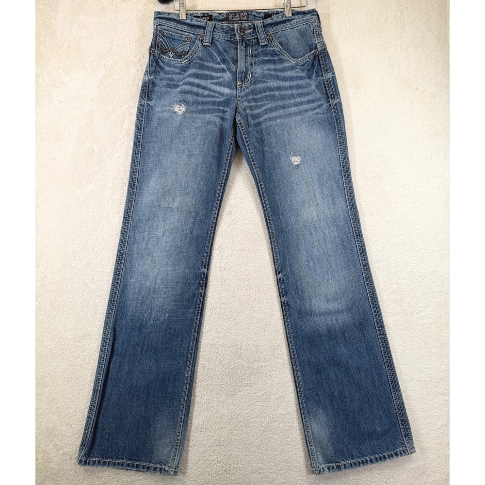 Affliction Black Premium Cooper Jeans Mens 32 Long Distressed Straight Leg Y2K